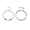 2Pcs 2 Styles 304 Stainless Steel Cable & Paperclip Chain Bracelets Multi-layered Bracelets BJEW-JB12331-2