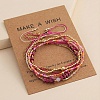 5Pcs Adjustable Nylon Round Gemstone Bead Braided Bracelet Sets NO9066-3-4