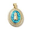 Rack Plating Brass Micro Pave Cubic Zirconia with Synthetic Opal Pendants KK-D088-14G-2