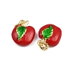 Brass Enamel Fruit Apple Charms KK-I377-04G-B-3