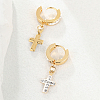 201 Stainless Steel Cross Hoop Earrings XZ9263-3