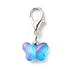 Transparent Spray Painted Glass Butterfly Pendant Decorations HJEW-JM00732-2