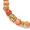 Natural Striped Agate & Wood Round Beads Stretch Bracelets for Men Women BJEW-JB12356-04-3