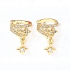Brass Micro Pave Clear Cubic Zirconia Cuff Earrings EJEW-F370-28G-4