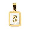PVD Vacuum Plating 304 Stainless Steel Pave Natural White Shell Pendants LS-STAS-S130-03G-S-1