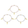 3Pcs 3 Colors ABS Plastic Imitation Pearl Beads Stretch Bracelets BJEW-JB11778-2