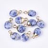 Electroplate Natural Blue Spot Stone Charms X-G-S344-09I-1