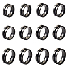 12Pcs 6 Size 201 Stainless Steel Grooved Finger Ring Settings STAS-TA0002-15B-11