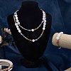 3Pcs Natural Shell & Plastic Pearl Flower & Glass Beaded Necklaces and Stretch Bracelet Set SJEW-SW00010-05-3