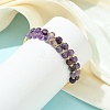 Cube Natural Amethyst & Freshwater Pearl Beaded Copper French Wire Wrap Cuff Bangles BJEW-JB13984-02-2