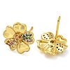 Rack Plating Brass Micro Pave Clear Cubic Zirconia Flower Stud Earrings EJEW-T021-01G-02-2