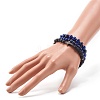 Natural Lapis Lazuli(Dyed) & Lava Rock Round Beads Stretch Bracelets Set BJEW-JB06982-03-5