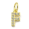 Letter Brass Micro Pave Clear Cubic Zirconia Pendants KK-K354-06G-F-1