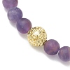 8mm Round Frosted Natural Amethyst & Shell Pearl Beaded Stretch Bracelets BJEW-JB10429-4