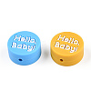 Word Hello Baby Print Pattern Silicone Beads SIL-N005-06-3