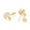 Clear Cubic Zirconia Mushroom Stud Earrings EJEW-P196-04G-2