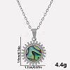 304 Stainless Steel Pave Natural Paua Shell Sun Pendant Necklaces WM7741-1-1