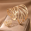 Hollow Out Leaf Alloy Cuff Bangles & Cuff Rings Sets FS-WG00ED8-01-3