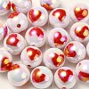 UV Plating Rainbow Iridescent Acrylic Beads OACR-F004-09H-1