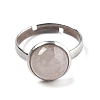 Half Round Natural Rose Quartz Finger Rings RJEW-M062-01P-39-2