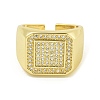 Brass with Cubic Zirconia Open Cuff Rings RJEW-U011-06B-G-2