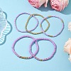 5Pcs 5 Styles Handmade Polymer Clay & Glass Stretch Bracelets BJEW-JB10971-02-2