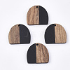 Resin & Walnut Wood Semi Circle Pendants X-RESI-T035-07A-1