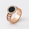 304 Stainless Steel Rhinestone Finger Rings for Women GE6101-10-1