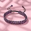 Natural Amethyst and Synthetic Hematite Adjustable Braided Bead Bracelets BJEW-H626-01-10-2