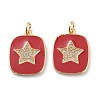 Brass Micro Pave Clear Cubic Zirconia Pendants ZIRC-Z008-09G-1