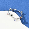 304 Stainless Steel Rhinetsone Open Cuff Rings for Women RJEW-K301-07P-2