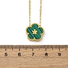 304 Stainless Steel Green Enamel 5-Petal Flower Pendant Necklaces for Women NJEW-U032-17G-01-5