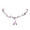 Natural Ametrine Chip & Imitaton Round Pearl Beaded Adjustable Necklaces NJEW-JN05227-04-2