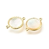 Brass Pave Natural White Shell Connector Charms KK-E794-01G-03-2