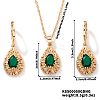 Brass Glass Teardrop Dangle Earrings & Pendant Necklaces Sets for Women PL9386-2-1