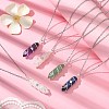 Natural Mixed Gemstone Faceted Bullet Shape Copper Wire Star Wrapped Pendant Necklaces NJEW-JN05024-02-2