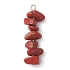 Gradient Color Natural Rhodonite & Natural Red Jasper & Natural Strawberry Quartz Chip Beaded Pendants PALLOY-JF02795-06-3