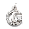 925 Sterling Silver Micro Pave Clear Cubic Zirconia Crescent Moon Charms STER-S009-04S-1