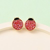 Brass Enamel Ladybird Stud Earrings EJEW-I322-11G-2