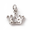 Brass Micro Pave Clear Cubic Zirconia Crown Charms ZIRC-F132-64P-2