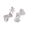 Christmas Socking & Snowflake Brass Pave Colorful Cubic Zirconia Dangle Stud Earrings for Women EJEW-M257-03P-2