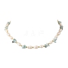 Natural Larimar Chip & Rice Cultured Freshwater Pearl Beaded Necklaces for Women NJEW-JN06665-01-3