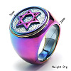 Star of David Pattern 304 Stainless Steel Finger Rings for Men FS-WGD55C6-06-1