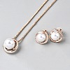 Alloy & Round Imitation Pearl Pendant Necklaces & Stud Earrings Sets SJEW-WH0020-04RG-2