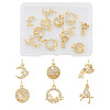 Fashewelry 12Pcs 6 Style Brass Micro Pave Clear Cubic Zirconia Charms KK-FW0001-11-10