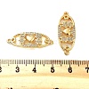 Rack Plating Brass Micro Pave Clear Cubic Zirconia Connector Charms KK-S379-19G-3