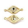 Brass Micro Pave Clear & Black Cubic Zirconia Connector Charms KK-E068-VB372-2