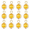 12Pcs Brass & Glass Imitation Cat Eye Round Charms PALLOY-TAC0237-02-2