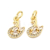 Brass Micro Pave Clear Cubic Zirconia Charms KK-Z044-33G-1