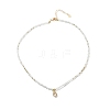 Cubic Zirconia Teardrop Pendant Necklace with Natural Moonstone Beaded Chains NJEW-JN04121-03-1